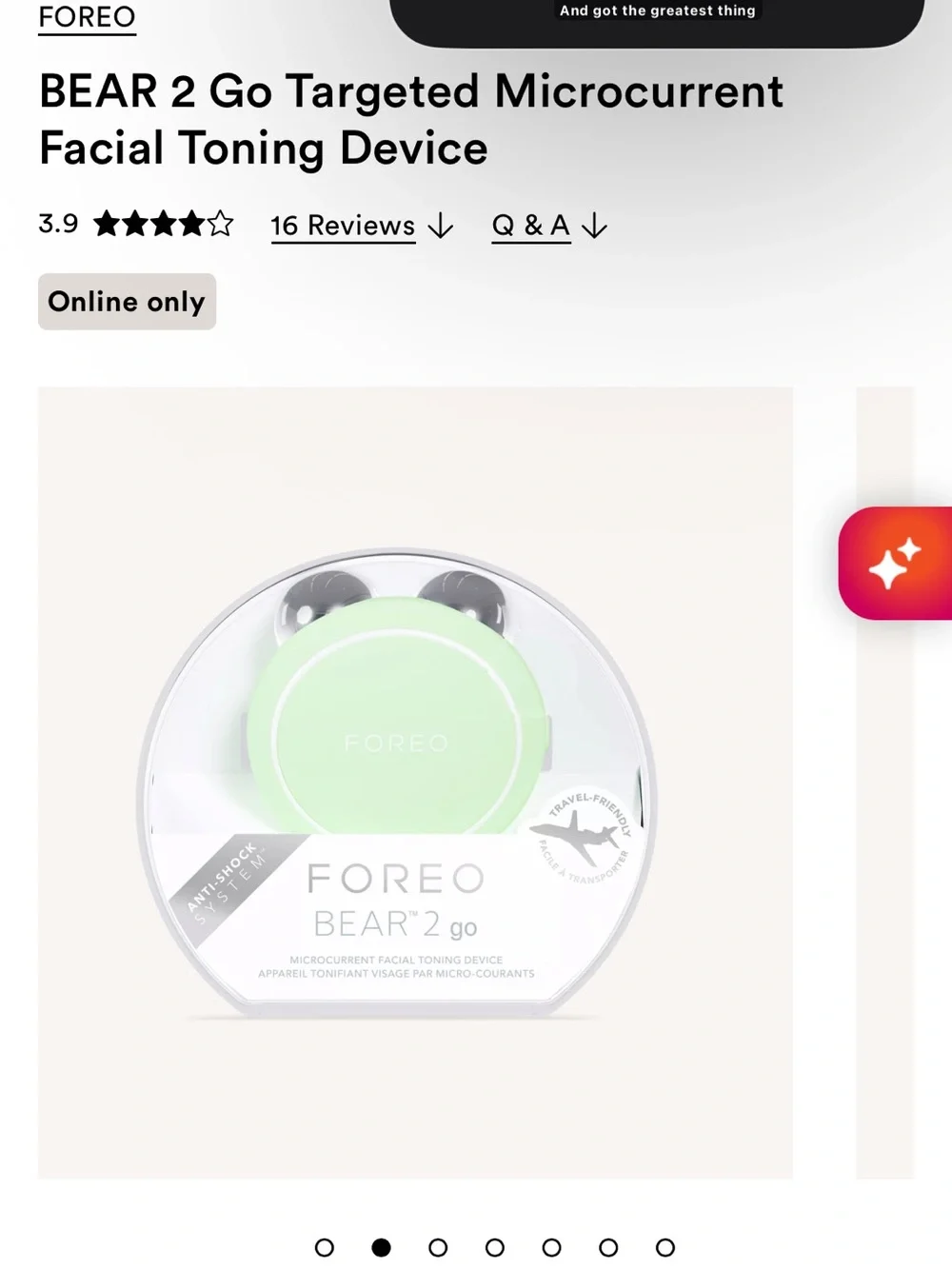 FOREO Bear 2 Go Microcurrent Facial Toning Device - BNIB, Mint Green Colot